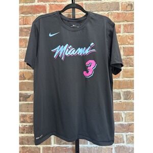 Miami Heat Dwyane Wade #3 Vice City Shirt Mens XL Black NBA Nike Dri Fit